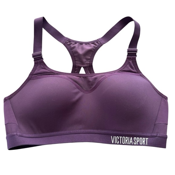 Victorias Secret Sport Bra 34 B Purple Racerback Workout Built In Pads Support - Picture 1 of 2